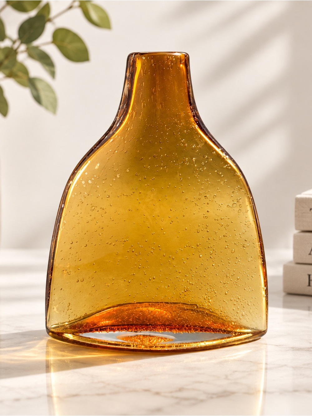 Amber Glass Decorative Vase - Home Accents
